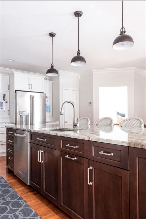 Check spelling or type a new query. White Kitchen Cabinets, Dark wood Island, Mosaic ...