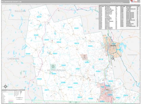 Hillsborough County Nh Wall Map Premium Style By Marketmaps
