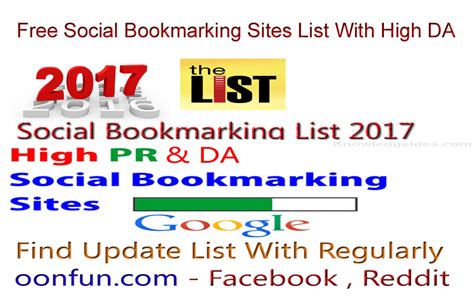 Free Social Bookmarking Sites List With High Da New Social Bookmarking Sites List