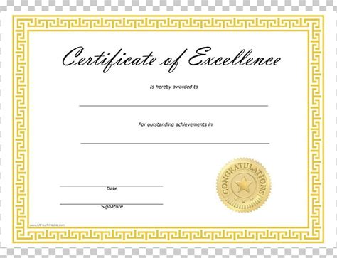 Template Microsoft Word Excellence Academic Certificate Png Clipart