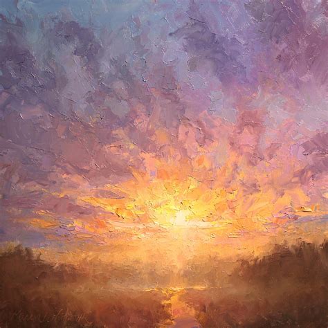 Impressionistic Sunrise Landscape Painting Painting By Karen Whitworth
