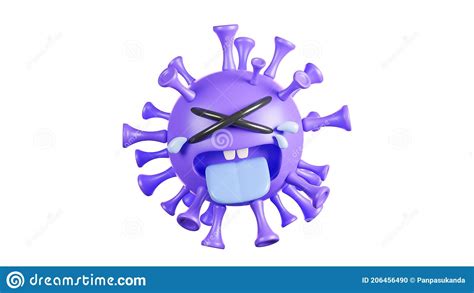 Cute Purple Colona Virus Character Crying On White Backgroundvaccine