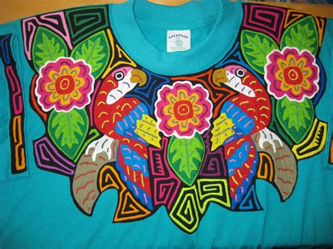 Kuna Bird Mola T Shirt Fabric Art Textiles San Blas Islands Panama 318