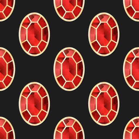 Premium Vector Gemstones Seamless Pattern Stylized Oval Faceted Red