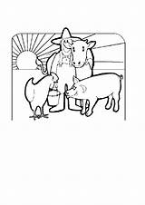 Coloring Farmer Animals Farm Traceable Barnyard Library Clipart sketch template