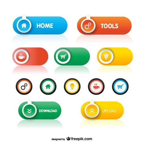 Colorful Buttons Pack Free Vector Social Media Buttons Home Tools