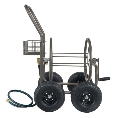 Open Box Palm Springs 4 Wheel Portable Garden Hose Reel Cart On Wheels Holds 250ft Garden Hose