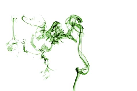 Green Smoke Isolated On White Background Abstract Color Trail