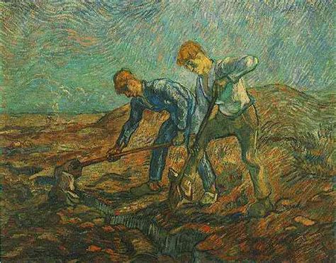 Vincent Van Gogh The Paintings Two Peasants Digging After Millet