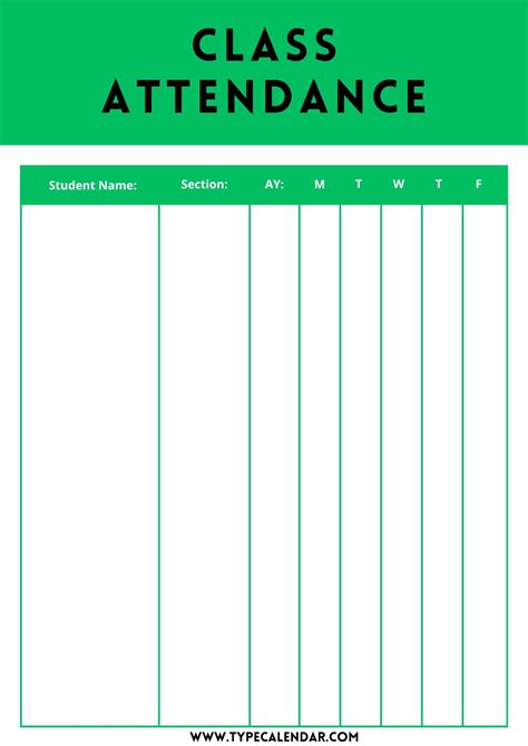 Free Printable Attendance Sheet Templates Word Excel Pdf