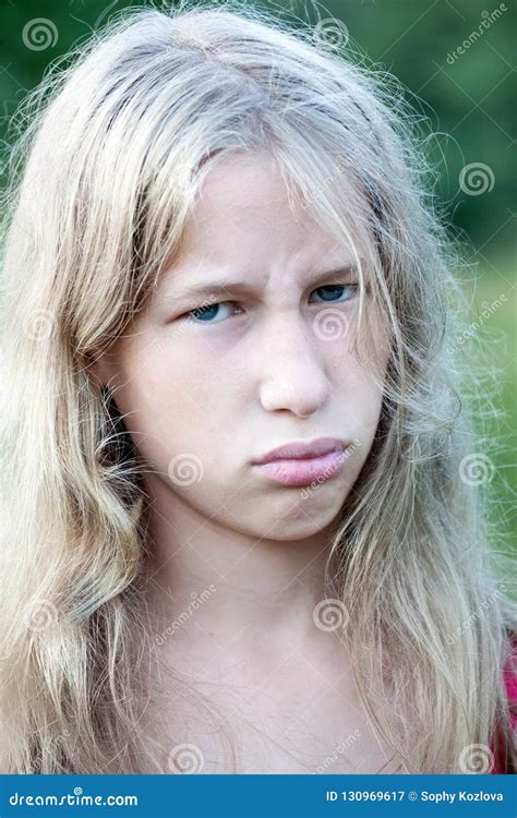 Teen Caucasian Girl Discontented Face Stock Image Image Of Cheerful