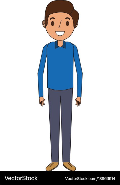 Cartoon Man Male Character Standing Person Vector Image