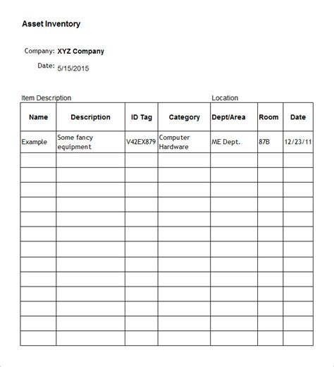 15 Asset Inventory Templates Free Excel Pdf Documents Download