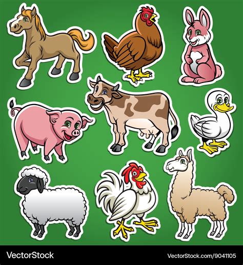 Farm Animals Cartoon Set Royalty Free Vector Image