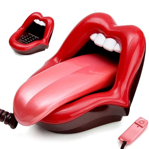 Tongue Stretching Sexy Lips Mouth Funny Mini Corded Telephone With Led