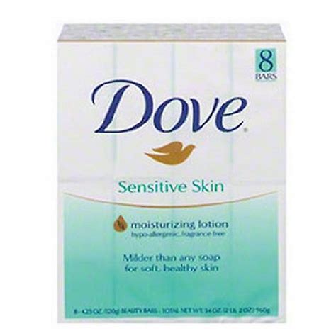 Dove Soap Sensitive Skin Bar 4 Oz Individually Wrapped Unscented 8