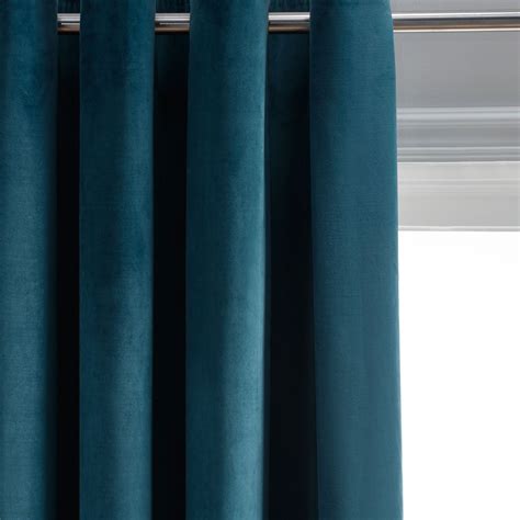 John Lewis And Partners Lustre Velvet Pair Lined Eyelet Curtains Teal