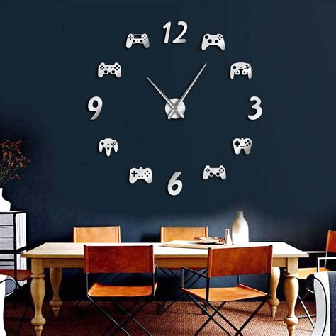 The Geeky Days Video Game Controllers Diy Large Wall Clock Game Room