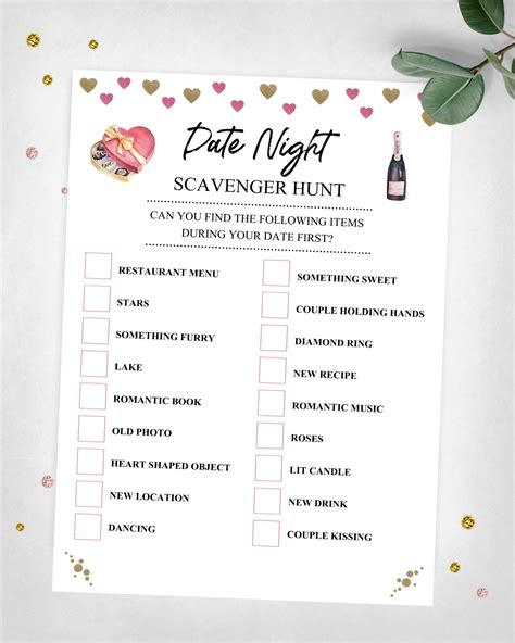 Date Night Scavenger Hunt Couples Night Game Instant Etsy