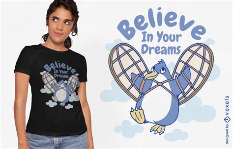 Baixar Vetor De Acredite Em Seus Sonhos Design De Camiseta De Pinguim Engraçado