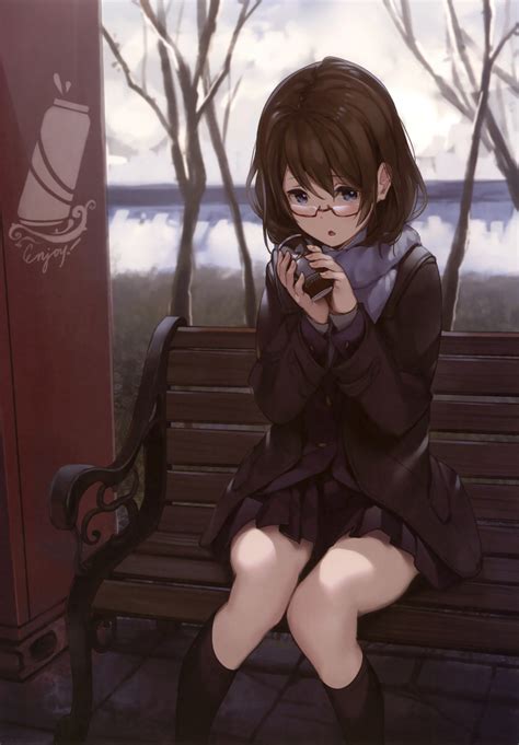 Download 2102x3023 Meganekko Anime Girl Sitting School Uniform