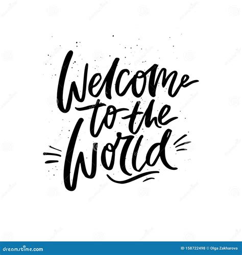 Welcome To The World Black Ink Message Stock Vector Illustration Of