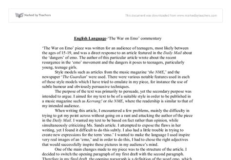 Commentary For As Level English Language A Level English Marked By
