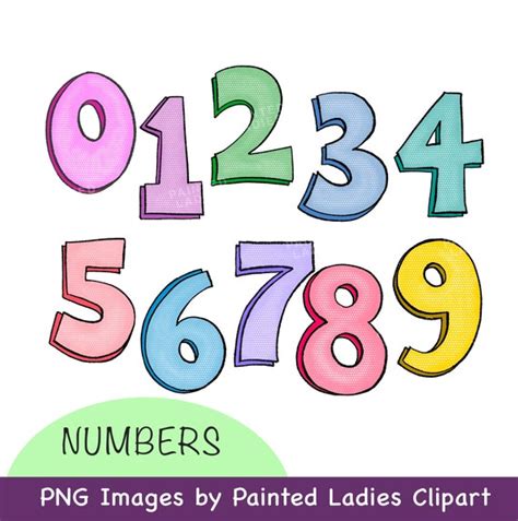 Numbers Digital Clip Art Numbers 0 9 Colorful Png Files 300 Etsy