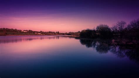 3840x2160 Autumn Colours Blue Hour Lake Lakeside