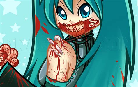 How To Draw Zombie Miku Miku Hatsune Step By Step Drawing Guide By