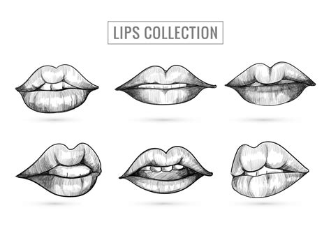 Hand Drawn Sketch Lips Collection Design 1335270 Vector Art At Vecteezy