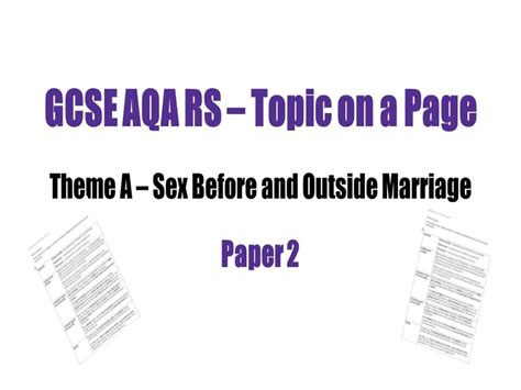 Gcse Rs Theme A Sex Before And Outside Marriage Topic On A Page Teaching Resources