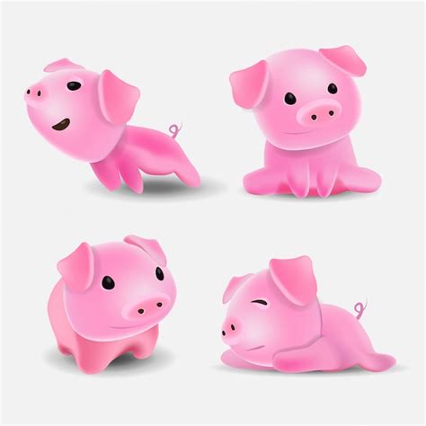 Premium Vector Cute Pink Pig Illustration