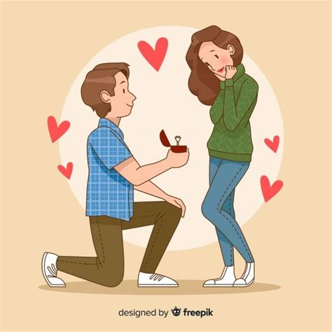 Romantic Marriage Proposal Concept Marriage Proposals Love Cartoon