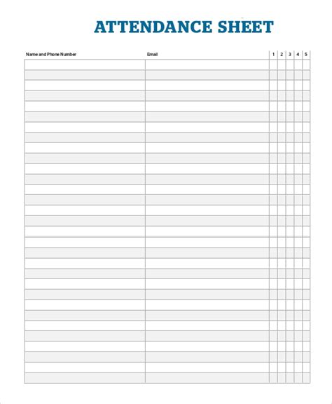 Free 19 Sample Attendance Sheet Templates In Pdf Ms Word