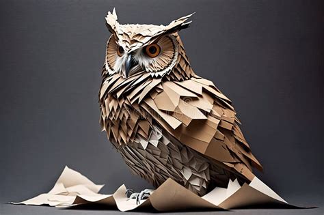 Image Of Paper Origami Art Handmade Paper Owl Bird Wildlife Animals