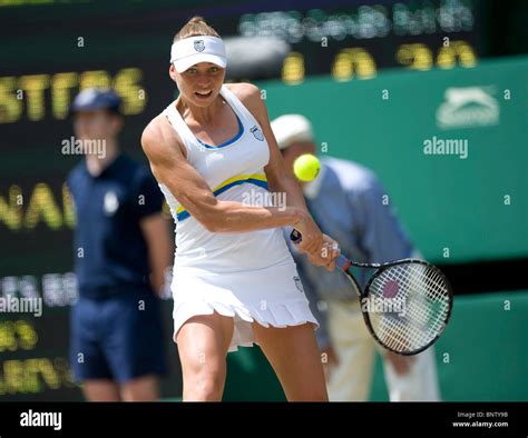 Vera Zvonareva Rus In Action During The Wimbledon Tennis