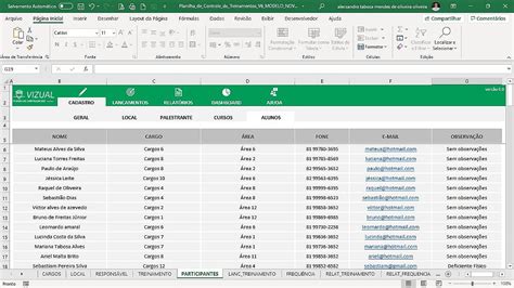 Planilha De Controle De Treinamentos Em Excel Vizual Planilhas