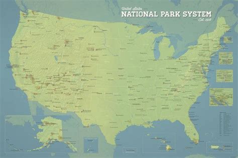 Us National Park System Units Map 24x36 Poster Etsy Us National