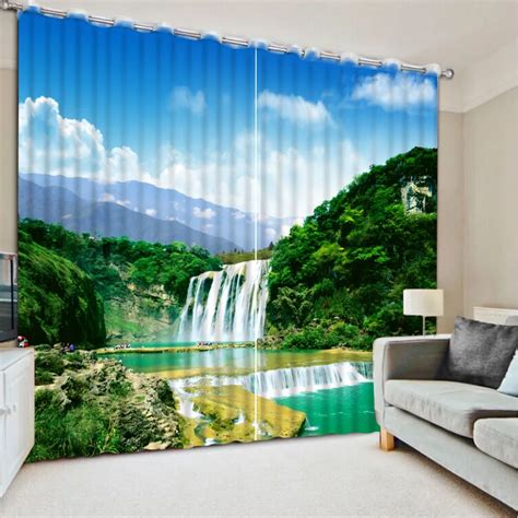 3d Print Photo Waterfall Landscapes Curtain New Arrival Living Room