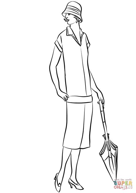 You can use our amazing online tool to color and edit the following 1920s coloring pages. 1920's Woman with Umbrella coloring page | Free Printable ...