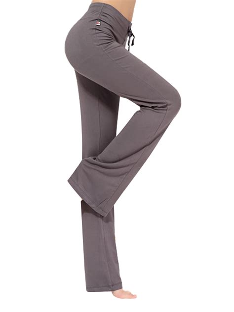Women Drawstring Elastic Waist Stretch Flare Leg Boot Cut Yoga Pants Leggings Loungewear Ladies