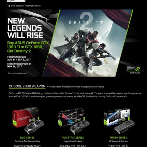 Buy Geforce Gtx 1080ti Or Gtx 1080 And Get Destiny 2 Free Buy Card By