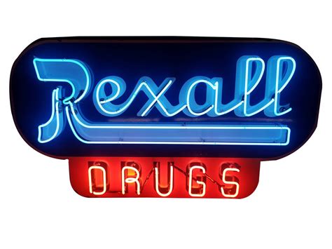 Circa 1950s Rexall Drugs Neon Porcelain Sign