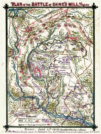 Plan Battle Of Gaines Mill Virginia 1862 Civil War Map By Sneden