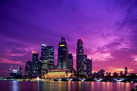 Wallpaper Sunset City Cityscape Night Singapore