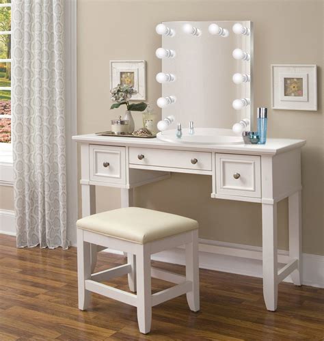 Nashville 36 White Makeup Vanity Table And Chair Glam Mirrors