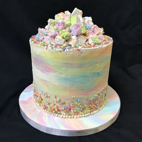 Pastel Rainbow Cake With Watercolour Buttercream Sprinkles And A