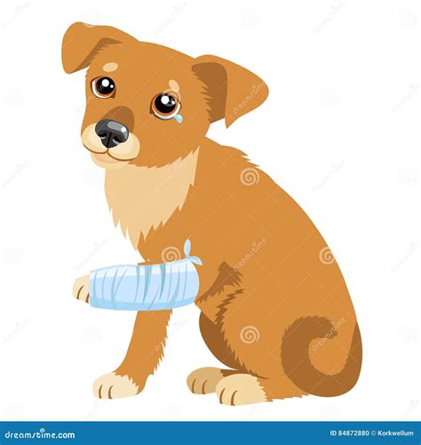 Sad Dog Story Vector Illustration Of Cute Sad Dog Or Puppy Sick Dog