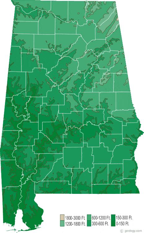 Alabama Physical Map And Alabama Topographic Map